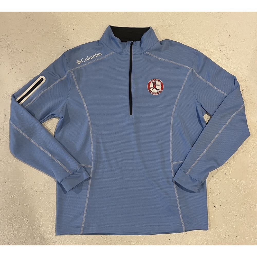 Columbia Golf St‎ Louis Cardinals Quarter Zip Pullover Mens M Powder Blue